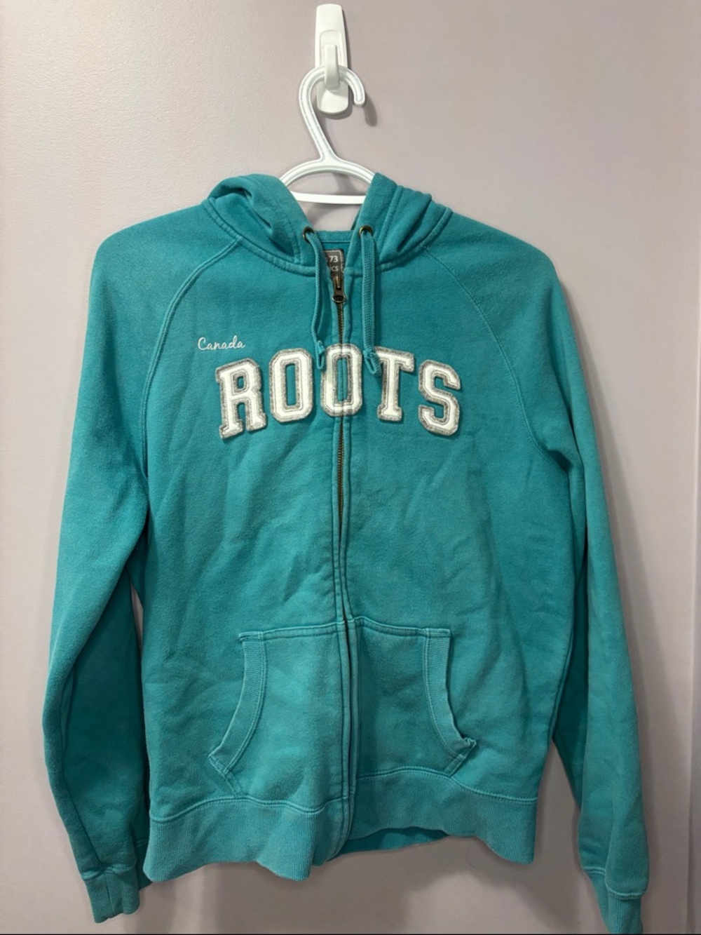 Vintage Canada Roots 73 Teal Zip-Up Hoodie Jacket Y2K Cotton